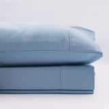 Renee Taylor 1500 Thread Count Pure Soft Cotton Blend Flat & Fitted Sheet Set Indigo King - Side View