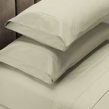 Renee Taylor 1500 Thread Count Pure Soft Cotton Blend Flat & Fitted Sheet Set Ivory King - Front View