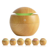 Milano Ultrasonic USB Diffuser with 10 Aroma Oils Humidifier LED Light 130ml - Light Wood - Top-Down View