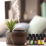 Milano Ultrasonic USB Diffuser with 10 Aroma Oils Humidifier LED Light 130ml - Dark Wood - Front View