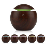 Milano Ultrasonic USB Diffuser with 10 Aroma Oils Humidifier LED Light 130ml - Dark Wood - Side View