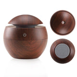 Milano Ultrasonic USB Diffuser with 10 Aroma Oils Humidifier LED Light 130ml - Dark Wood - Top-Down View