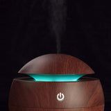 Milano Ultrasonic USB Diffuser with 10 Aroma Oils Humidifier LED Light 130ml - Dark Wood - 45-Degree Angle