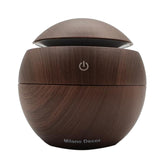 Milano Ultrasonic USB Diffuser with 10 Aroma Oils Humidifier LED Light 130ml - Dark Wood - Rear View