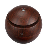 Milano Ultrasonic USB Diffuser with 10 Aroma Oils Humidifier LED Light 130ml - Dark Wood - Low Angle