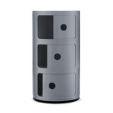 3-Draw Retro-Style Cylinder Tower Storage Drawer Organiser Cabinet Unit - Silver - Front View