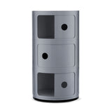 3-Draw Retro-Style Cylinder Tower Storage Drawer Organiser Cabinet Unit - Silver - Side View