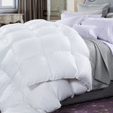50% Duck Feather & 50% Duck Down Quilt 500GSM + Duck Pillows Twin Pack Combo - Queen - White - Front View