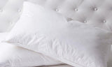 Royal Comfort 350GSM Bamboo Quilt  2000TC Sheet Set And 2 Pack Duck Pillows Set - Queen - White - Low Angle