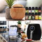 5 Litre Air Fryer Black + 1.7 Litre Kettle + USB Light Wood Diffuser Package Set - Front View