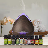 Purespa Diffuser Set With 10 Pack Diffuser Oils Humidifier Aromatherapy - Dark Wood - Front View