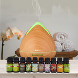 Purespa Diffuser Set With 10 Pack Diffuser Oils Humidifier Aromatherapy - Light Wood - Front View