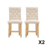 Milano Decor Hamptons Barstool Cream Chairs Kitchen Dining Chair Bar Stool - Two Pack - Cream - 45-Degree Angle