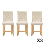 Milano Decor Hamptons Barstool Cream Chairs Kitchen Dining Chair Bar Stool - Three Pack - Cream - Front View
