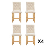 Milano Decor Hamptons Barstool Cream Chairs Kitchen Dining Chair Bar Stool - Four Pack - Cream - Front View