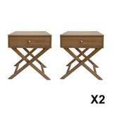 Milano Decor Bedside Table Surry Hills Oak Storage Cabinet Bedroom - Two Pack - Oak - Front View