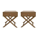 Milano Decor Bedside Table Surry Hills Oak Storage Cabinet Bedroom - Two Pack - Oak