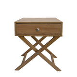 Milano Decor Bedside Table Surry Hills Oak Storage Cabinet Bedroom - Two Pack - Oak - Side View