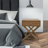 Milano Decor Bedside Table Surry Hills Oak Storage Cabinet Bedroom - Two Pack - Oak - Rear View