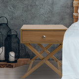 Milano Decor Bedside Table Surry Hills Oak Storage Cabinet Bedroom - Two Pack - Oak - Low Angle