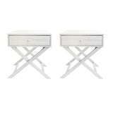 Milano Decor Bedside Table Surry Hills White Storage Cabinet Bedroom - Two Pack - White - Front View