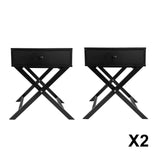 Milano Decor Bedside Table Surry Hills Black Storage Cabinet Bedroom - Two Pack - Black - Top-Down View