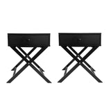 Milano Decor Bedside Table Surry Hills Black Storage Cabinet Bedroom - Two Pack - Black - Side View