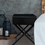 Milano Decor Bedside Table Surry Hills Black Storage Cabinet Bedroom - Two Pack - Black - Rear View