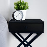 Milano Decor Bedside Table Surry Hills Black Storage Cabinet Bedroom - Two Pack - Black - Front View