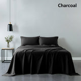 Royal Comfort 100% Cotton Vintage Sheet Set And 2 Duck Feather Down Pillows Set - Single - Charcoal - Front View