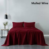 Royal Comfort 100% Cotton Vintage Sheet Set And 2 Duck Feather Down Pillows Set - Double - Mulled Wine - Front View
