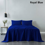 Royal Comfort 100% Cotton Vintage Sheet Set And 2 Duck Feather Down Pillows Set - King - Royal Blue - Side View