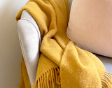 Chic Mustard Brighton Blanket - Premium 100% NZ Wool - Front View