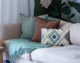 Brighton Sage Striped Wool Throw Blanket - Luxurious New Zealand Craftsmanship