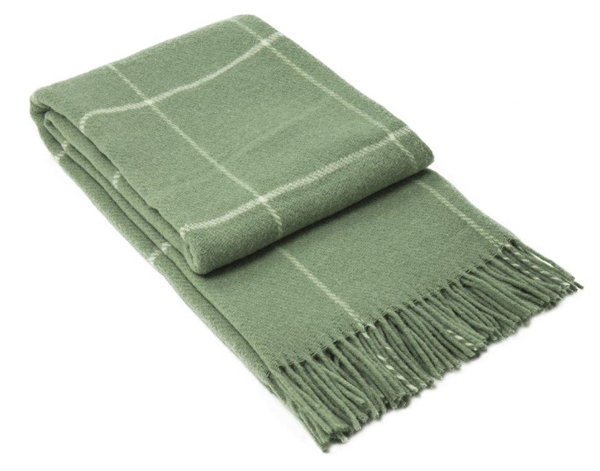 Brighton Sage Striped Wool Throw Blanket - Luxurious New Zealand Craftsmanship