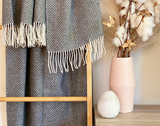 Chiswick Premium Cashmere-Merino Throw - Elegant Slate Grey - Front View