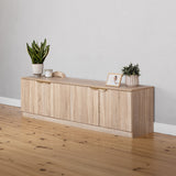 BUCHAREST TV UNIT- NATURAL OAK - SLIM - PULL BRASS - Front View