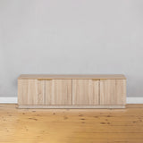 BUCHAREST TV UNIT- NATURAL OAK - SLIM - PULL BRASS - Side View