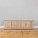 BUCHAREST TV UNIT- NATURAL OAK - SLIM - ROUND BLACK - Front View