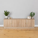 BUCHAREST TV UNIT- NATURAL OAK - SLIM - ROUND BRASS