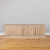 BUCHAREST TV UNIT- NATURAL OAK - SLIM - ROUND BRASS - Side View