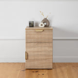 PORTO BEDSIDE TABLE - NATURAL OAK - FLUTED - PULL BRASS