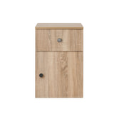 PORTO BEDSIDE TABLE - NATURAL OAK - SLIM - ROUND BLACK - Top-Down View