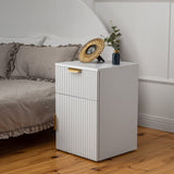 PORTO BEDSIDE TABLE - WHITE - FLUTED - PULL BRASS - Front View