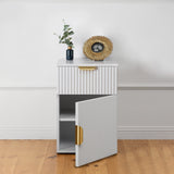 PORTO BEDSIDE TABLE - WHITE - FLUTED - PULL BRASS - Side View
