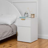 PORTO BEDSIDE TABLE - WHITE - SLIM - PULL BRASS - Front View