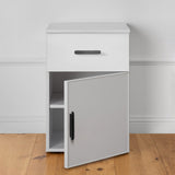 PORTO BEDSIDE TABLE - WHITE - SLIM - OVAL BLACK - Side View