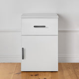 PORTO BEDSIDE TABLE - WHITE - SLIM - OVAL BLACK