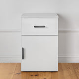 PORTO BEDSIDE TABLE - WHITE - SLIM - OVAL BLACK - Top-Down View