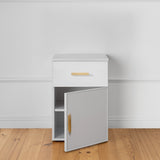 PORTO BEDSIDE TABLE - WHITE - SLIM - OVAL BRASS - Side View
